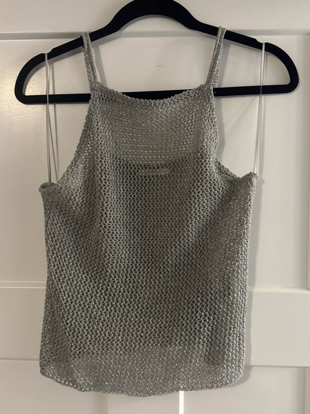 Zara Silver Metallic Knit Camisole Top